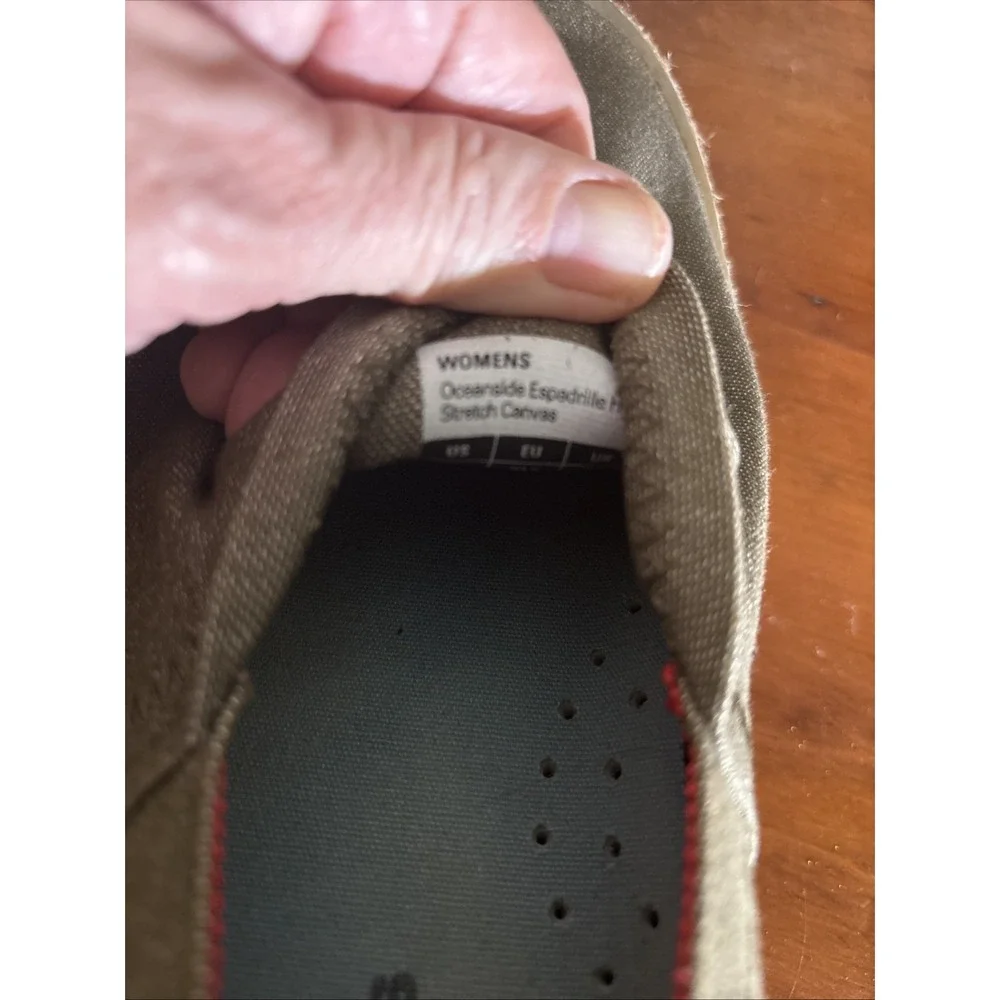 SeaVees Ladies Army Green Oceanside Espadrille high Stretch Canvas Shoes 8.5
